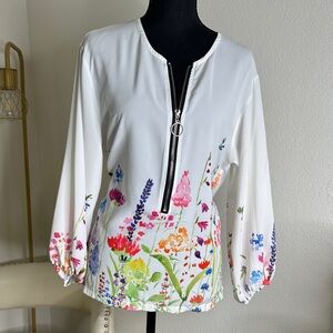 ChicMe White Multicolor Floral Blouse